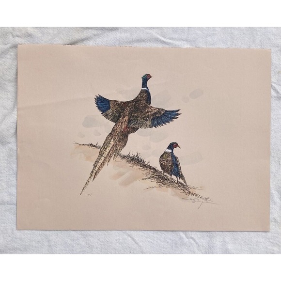 Michael Schofield “Pheasants” Signed Artist Proof Serigraph Print 30”X22” - Picture 2 of 6